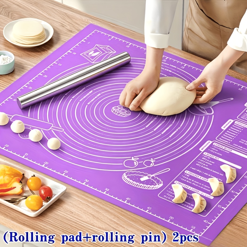 Kitchen Roll Baking - 2Pcs Silicone Dough Mat & Rolling