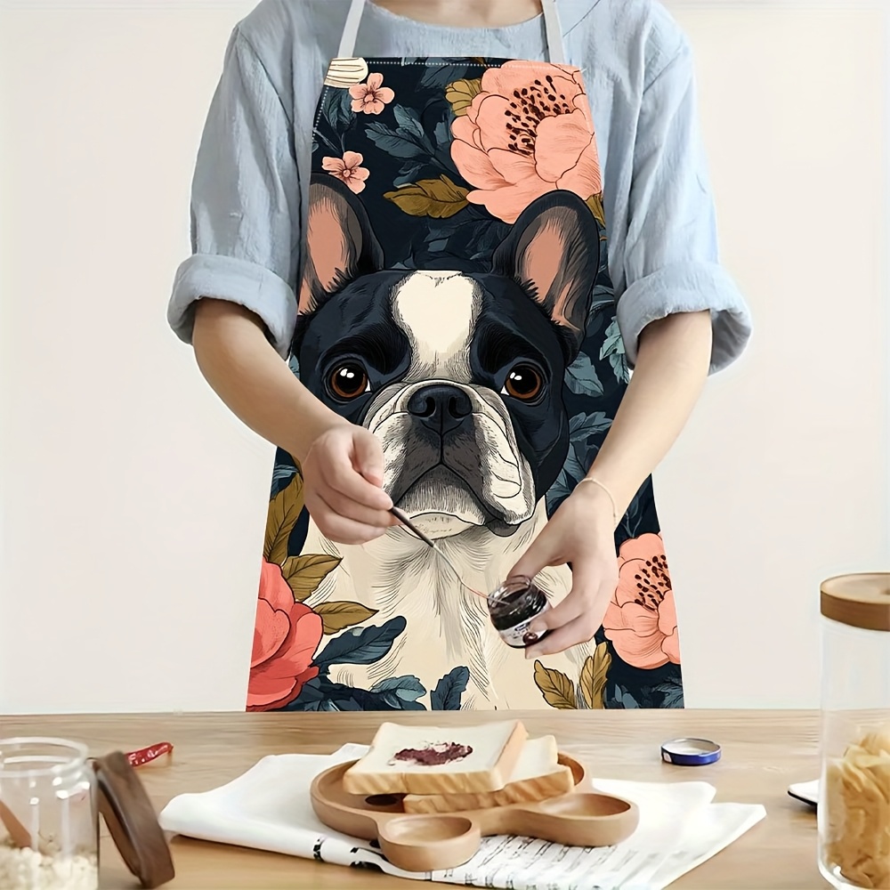 Kitchen Baking Ideas - French Bulldog Floral Apron - Linen