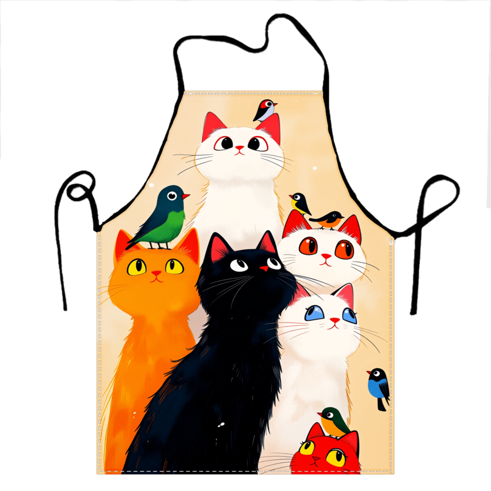 Kitchen Baking Ideas - Cute Cats And Birds Apron For