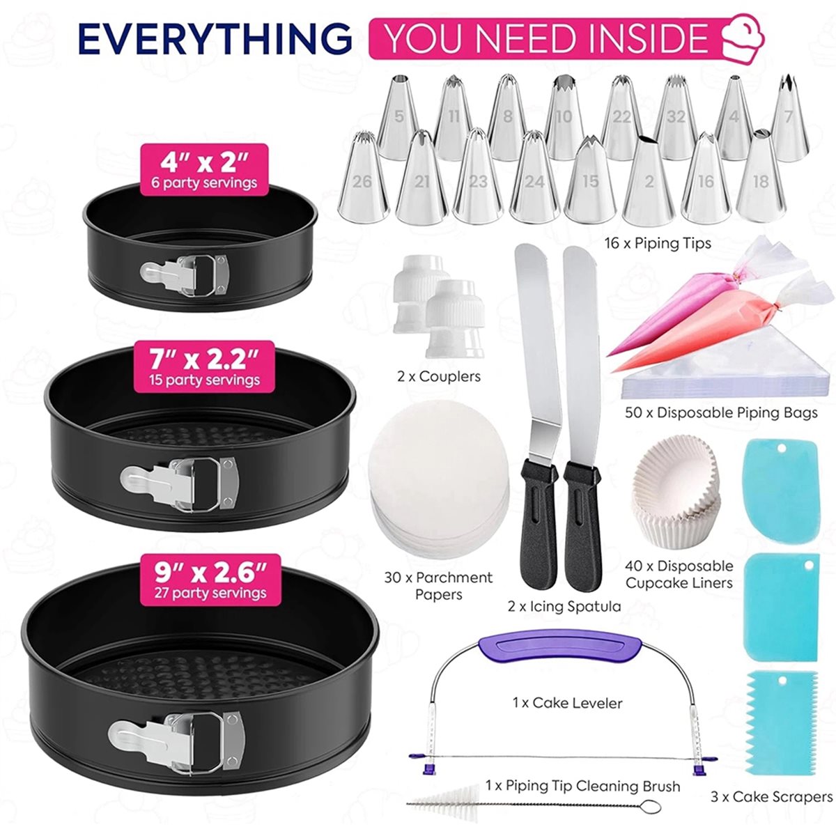 Springform Pan Set - 2026 Trend 148PCS Cake Pan Set