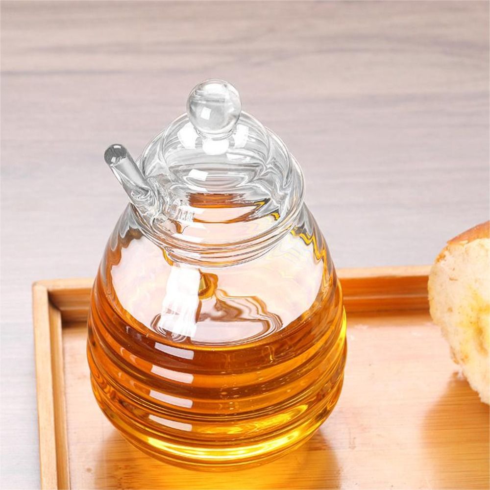 Kitchen Baking Pan Set - Transparent Honey Pot with Dipper and
