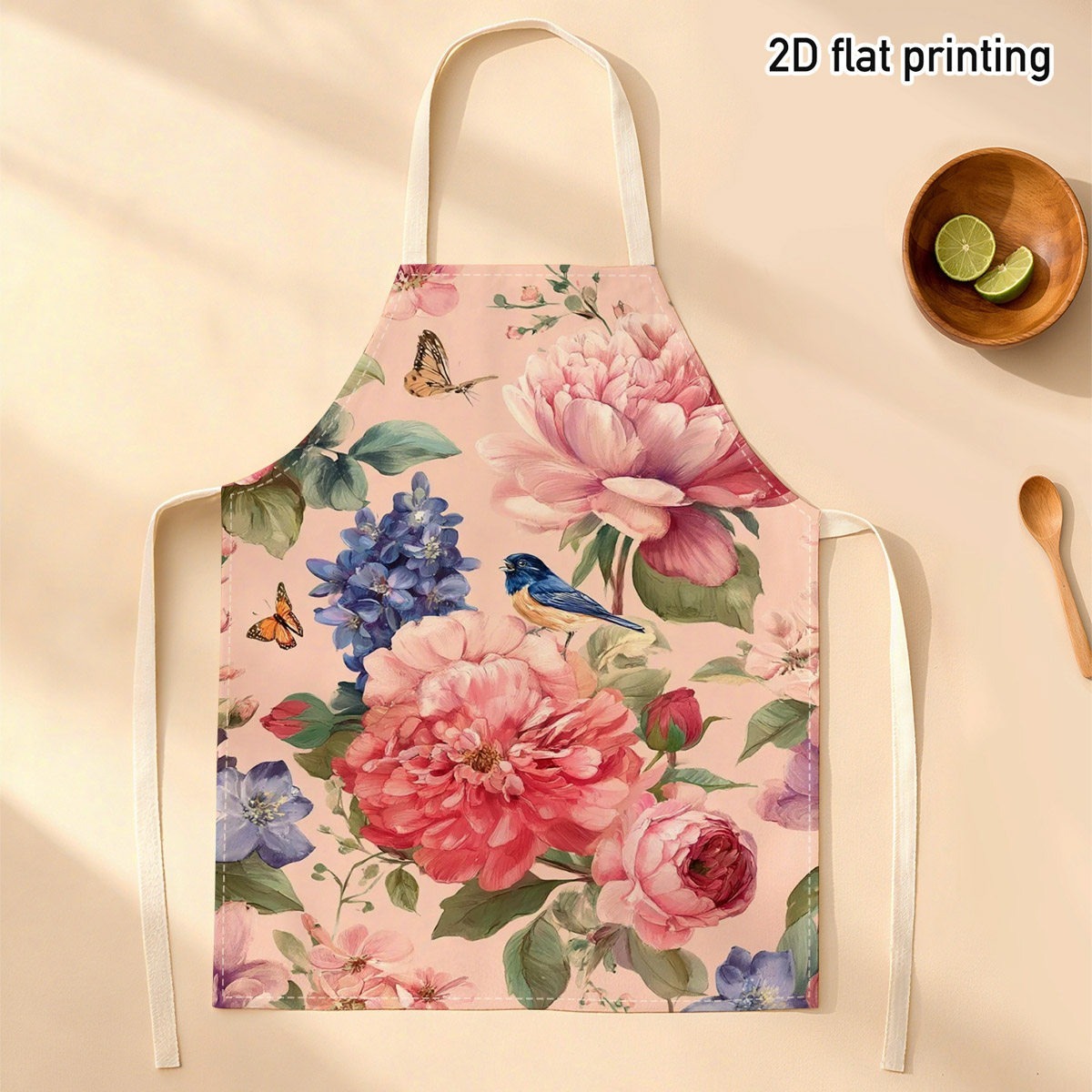 Kitchen Baking Ideas - 1pc Beautiful Floral Bird Apron Garden