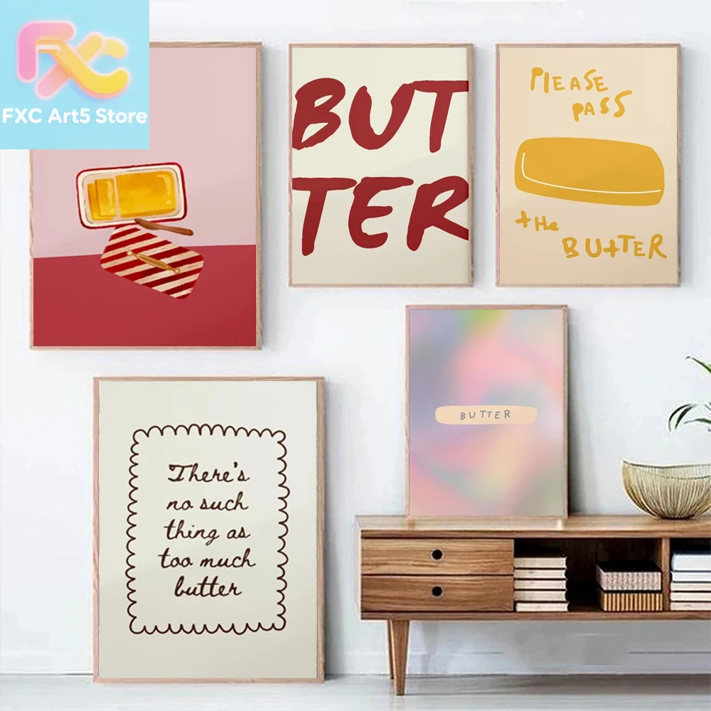 Kitchen Baking Wall Art - 1pc frameless 1pc Butter Poster Minimalist