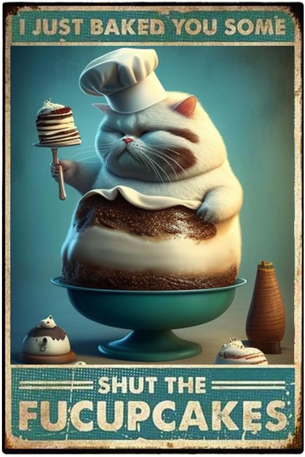 Kitchen Baking Wall Art - Cat Tin Signs,I Just Baked You