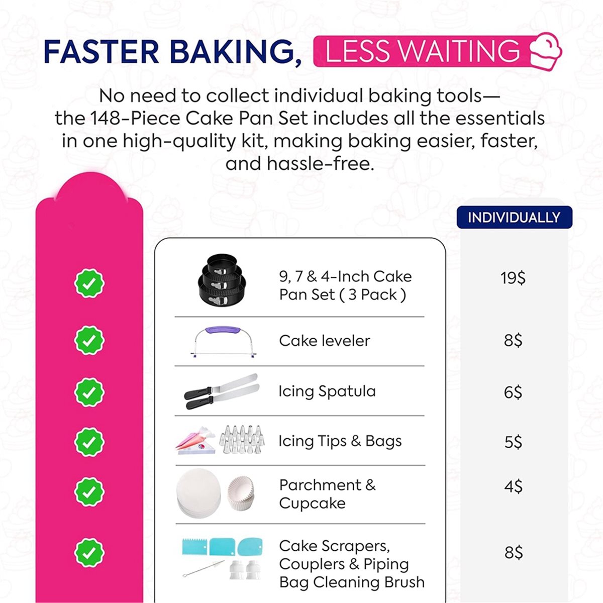Springform Pan Set - AIMA 148PCS Cake Pan Set for
