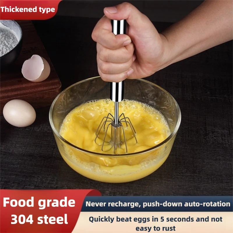 Kitchen Baking Mixer - Stainless Steel Egg Beater Durable Semi-Automatic