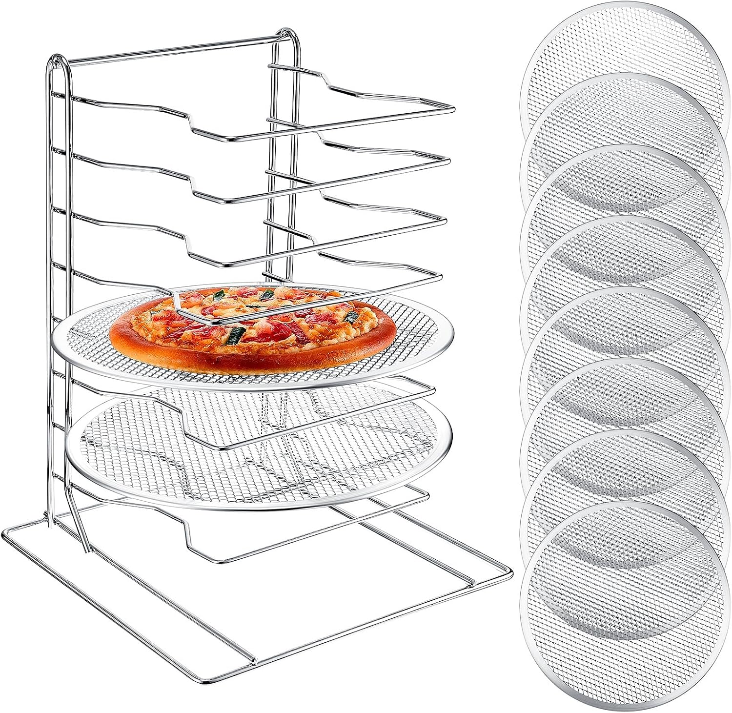 Pizza Rack 8 Tiered Stand With - Kitchen Baking Pan Set review and price