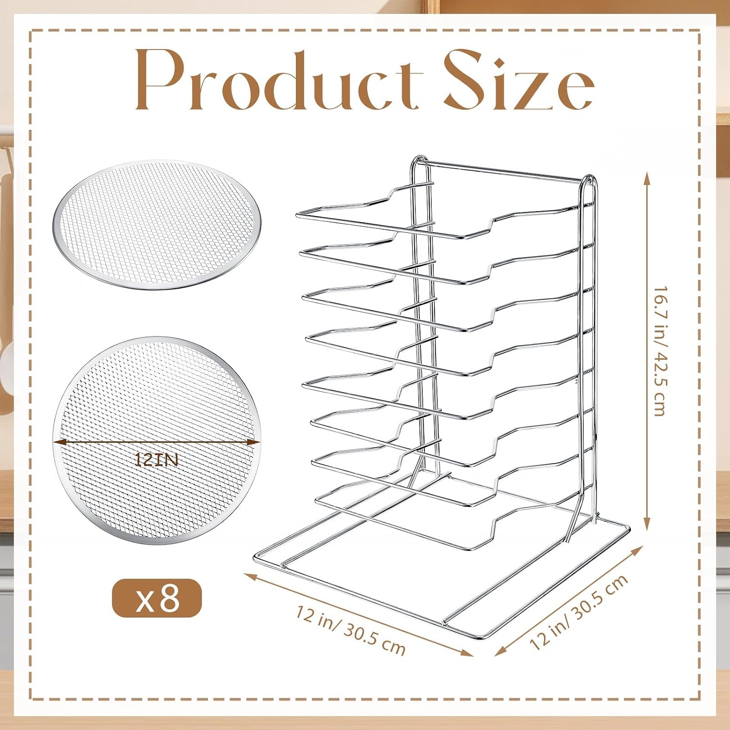 Pizza Rack 8 Tiered Stand With - Kitchen Baking Pan Set review and price