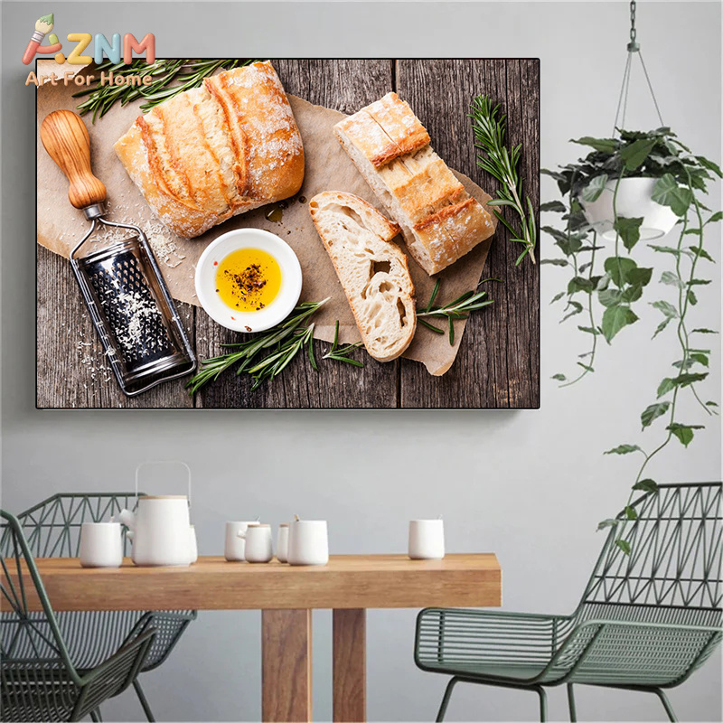 AZNM Realistic Fresh Baked Bre - Kitchen Baking Wall Art review and price