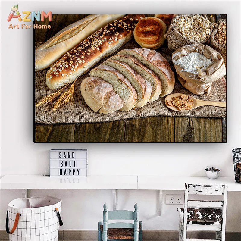 AZNM Realistic Fresh Baked Bre - Kitchen Baking Wall Art review and price