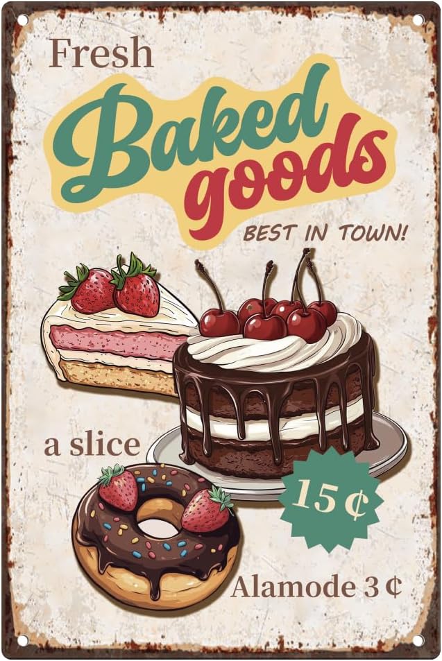 Fresh Baked Goods Vintage Tin  - Kitchen Baking Wall Art review and price