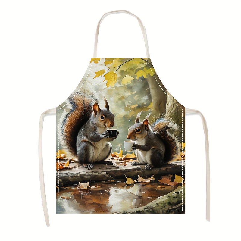 Linen Apron Squirrel Coffee Sc - Kitchen Baking Ideas review and price