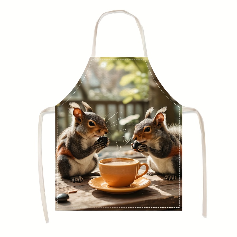 Linen Apron Squirrel Coffee Sc - Kitchen Baking Ideas review and price