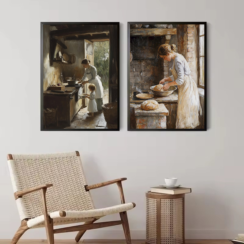 French Kitchen Woman Baking Br - Kitchen Baking Wall Art review and price