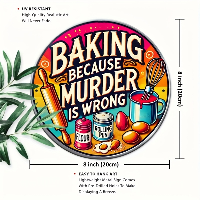 HD Tin Sign, Baking Because Mu - Kitchen Baking Wall Art review and price