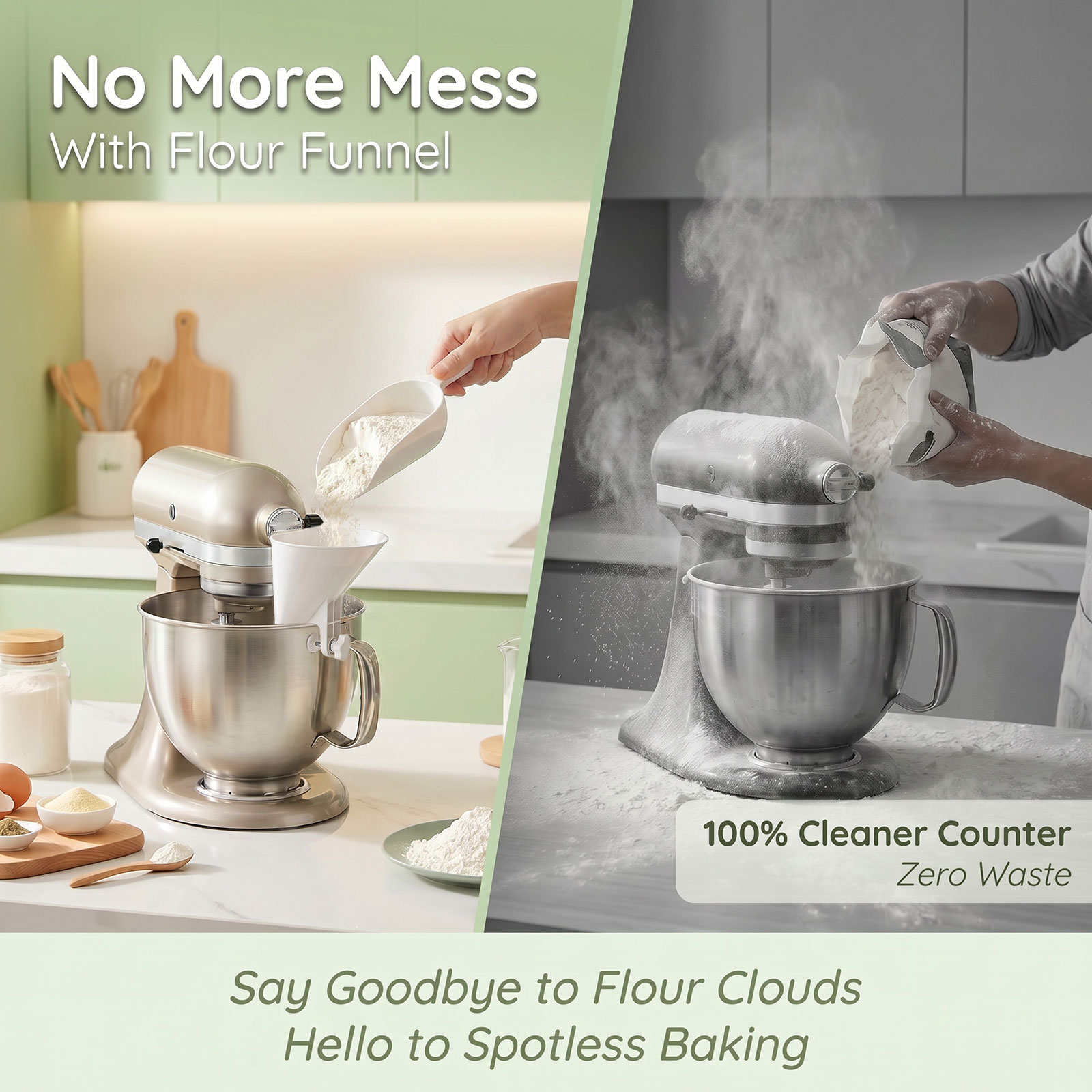 Spill Proof Flour Funnel for 4 - Kitchen Baking Mixer review and price