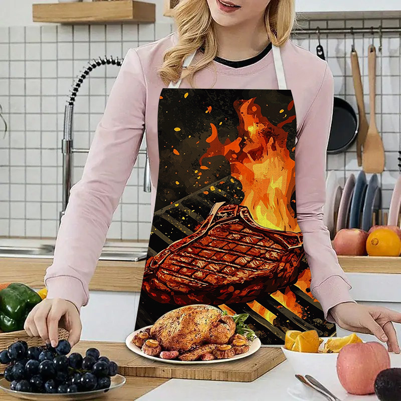 1pc BBQ Steak Apron with Flame - Kitchen Baking Ideas review and price