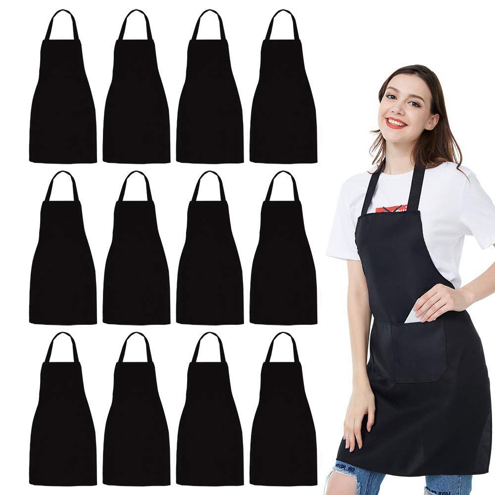 12 Pack Bib Apron - Unisex Bla - Kitchen Baking Drawing review and price