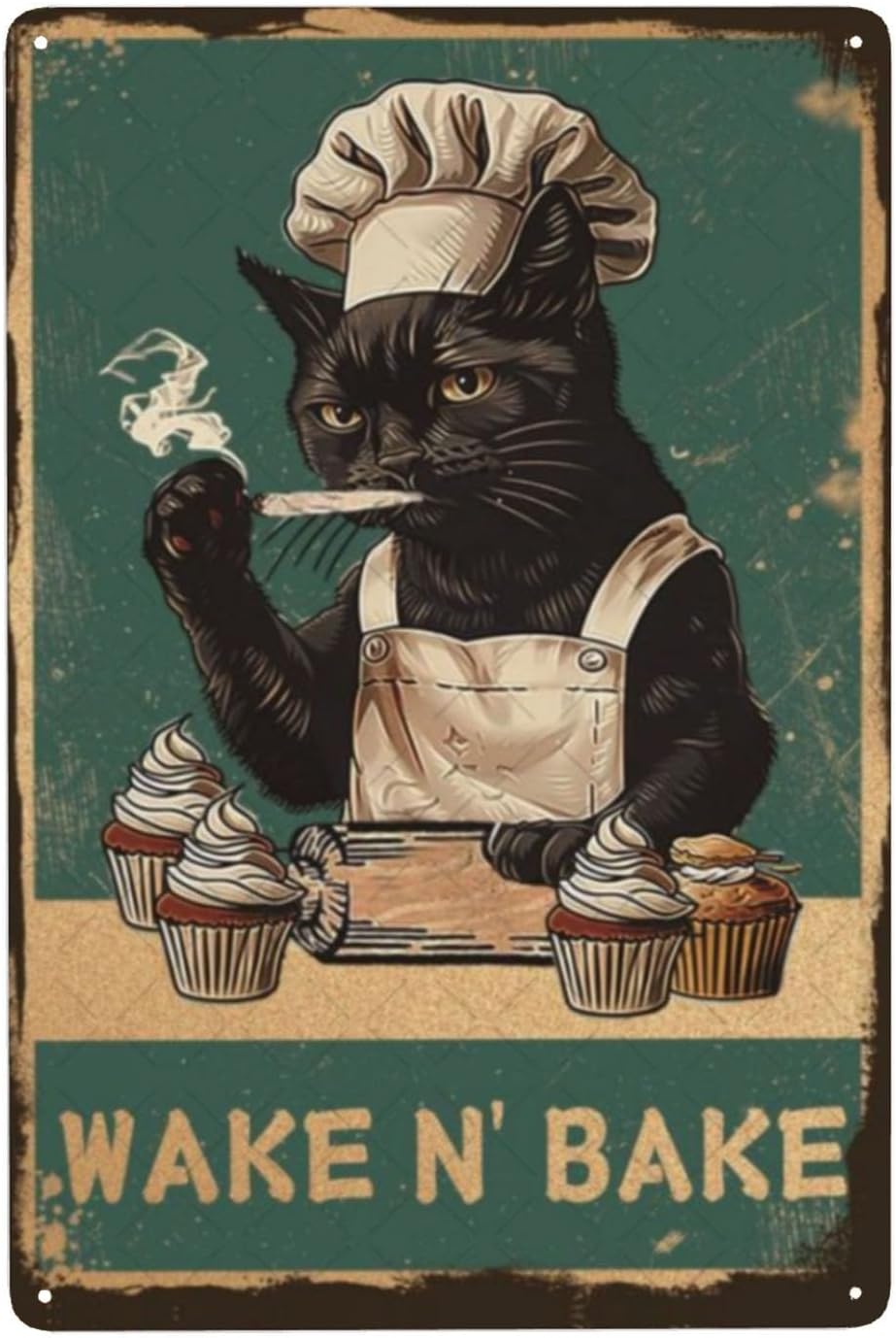 Wake N' Bake Metal Sign Black  - Kitchen Baking Wall Art review and price