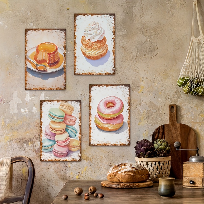 2D Flat, 4pcs Dessert Baking W - Kitchen Baking Wall Art review and price