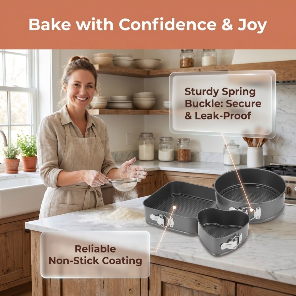 3pcs Carbon Steel Cake Pan Set - Springform Pan Set review and price